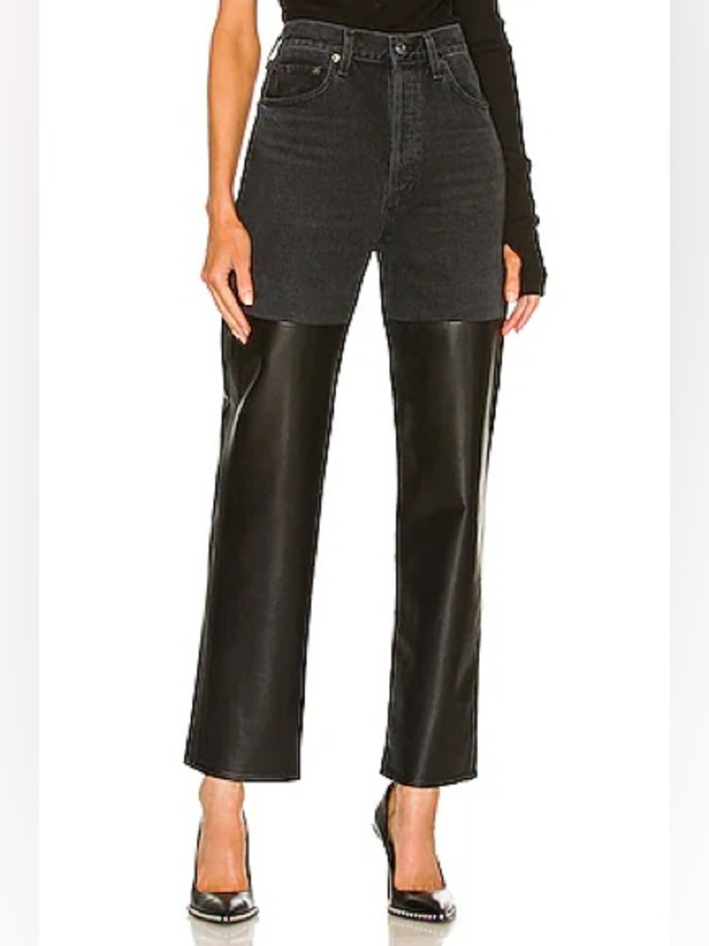 AGOLDE Pieced 90's Pinch Waist Jean Leather Panels